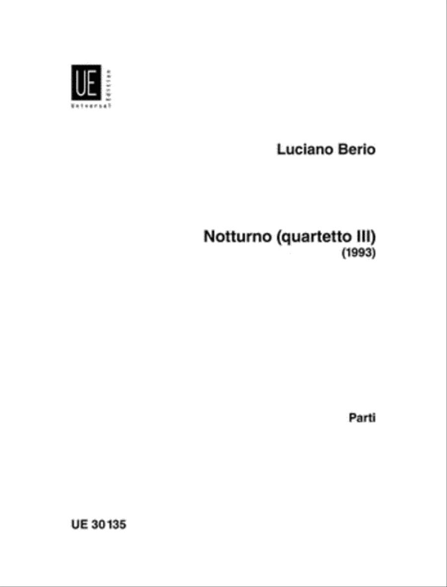 Book cover for Notturno, String Quartet, Part