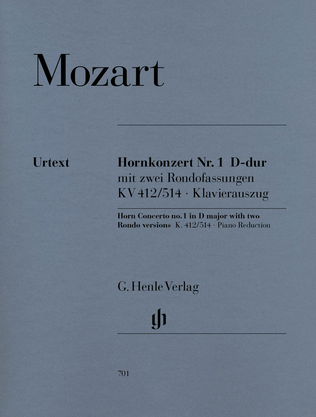 Book cover for Horn Concerto [No. 1] in D major K. 412/514 (386B)