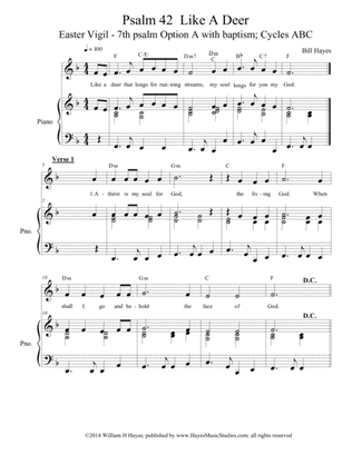 Psalm 42: Like A Deer (Easter Vigil, 7th psalm with baptism, piano/vocal)