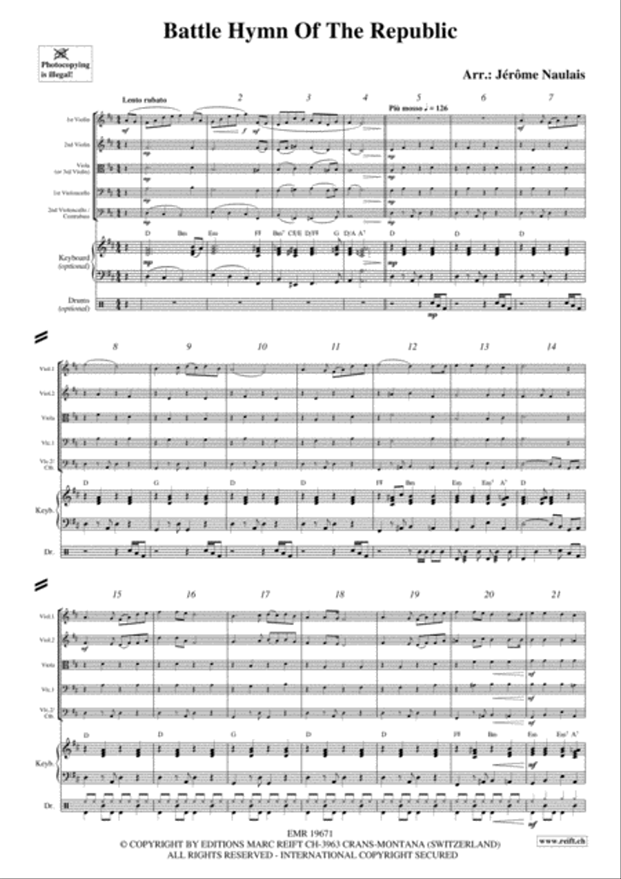 Battle Hymn Of The Republic String Quintet scores gallery preview page 3