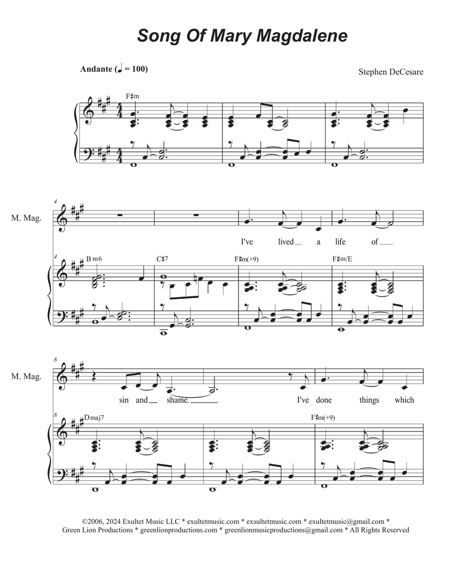 Song Of Mary Magdalene (Solos with 2-part choir - (TB) TB scores gallery preview page 1