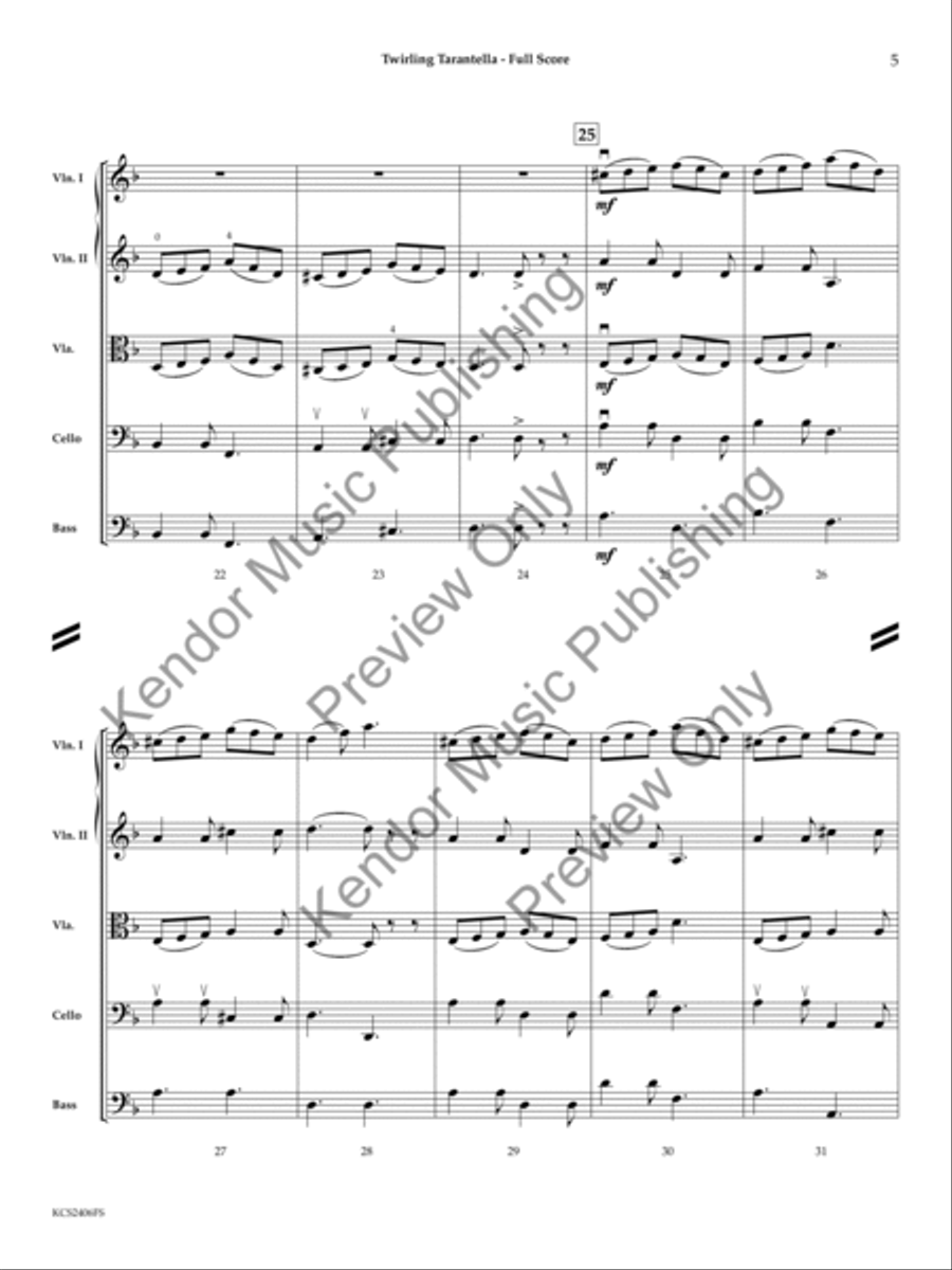 Twirling Tarantella String Orchestra scores gallery preview page 6