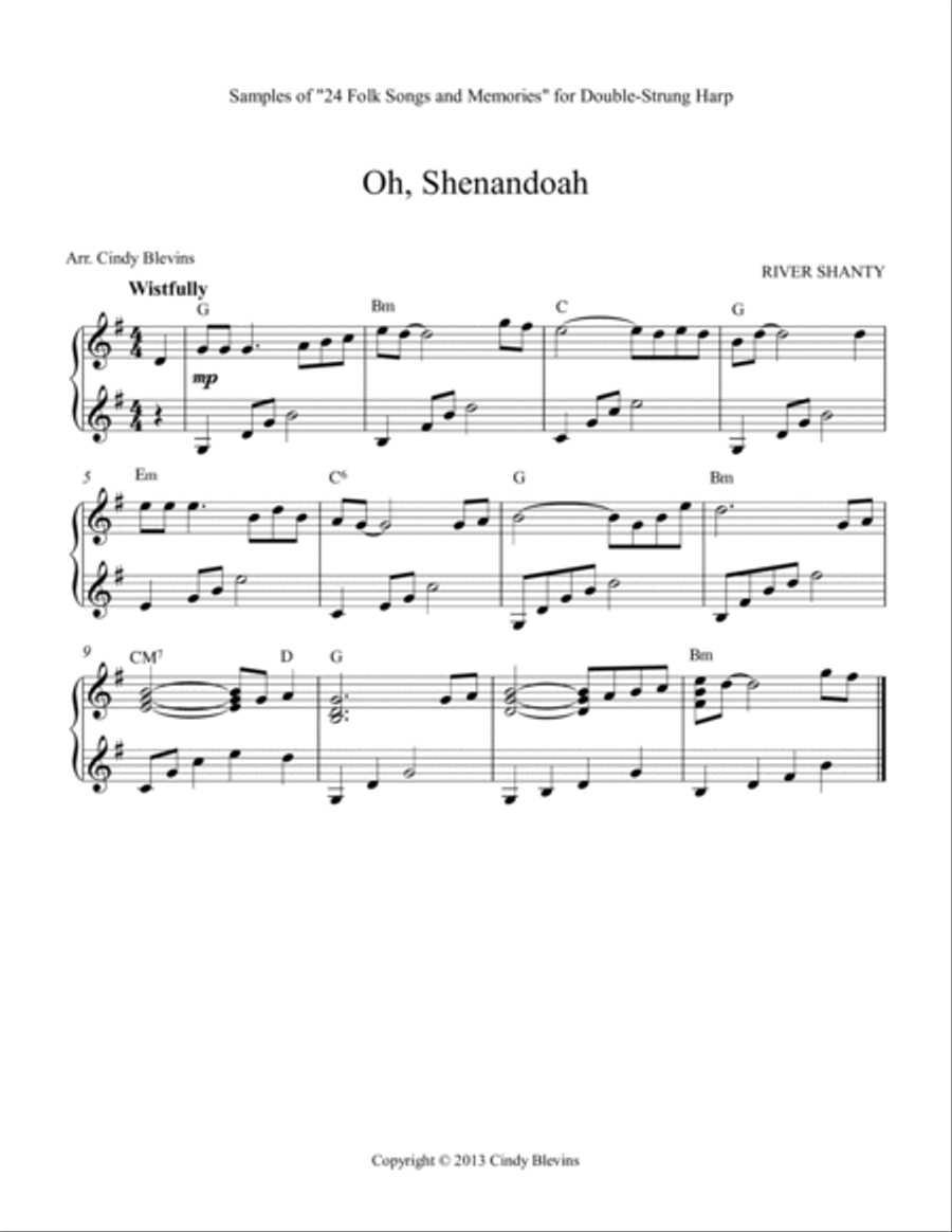 24 Folk Songs and Memories, for Double-Strung Harp Harp scores gallery preview page 4