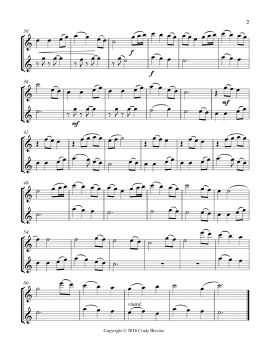 Come, Thou Fount of Every Blessing, for Flute and Violin Flute scores gallery preview page 3