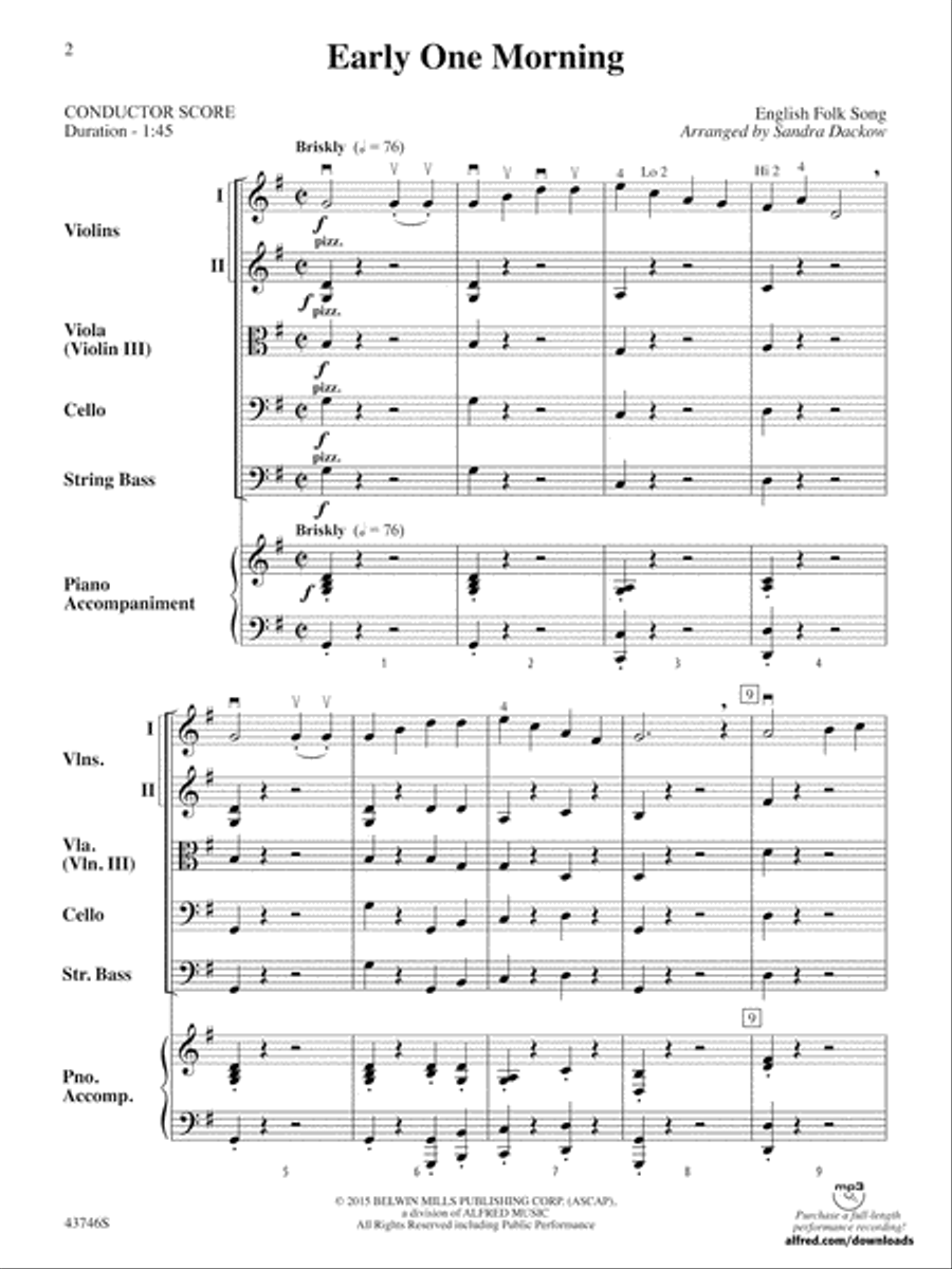Early One Morning: Score String Orchestra scores gallery preview page 2