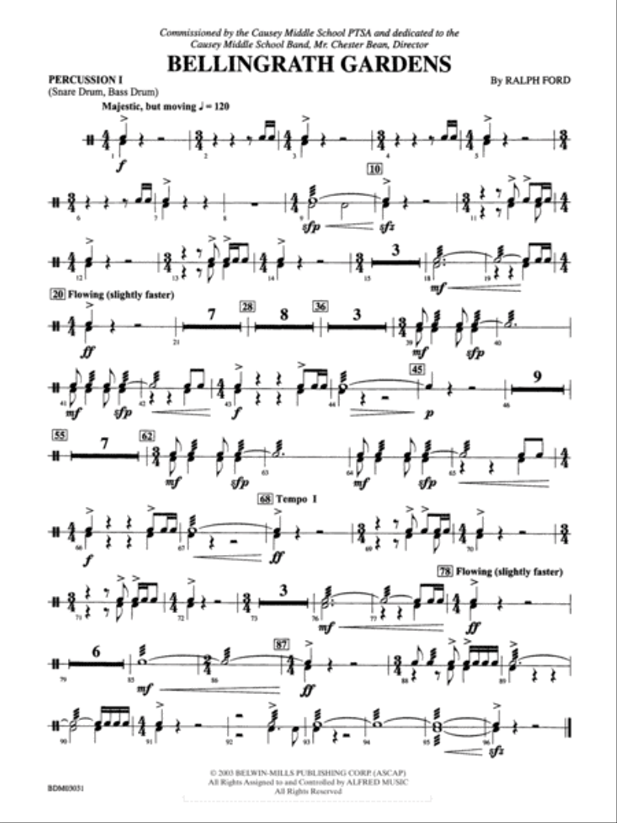 Bellingrath Gardens: 1st Percussion Concert Band scores gallery preview page 1