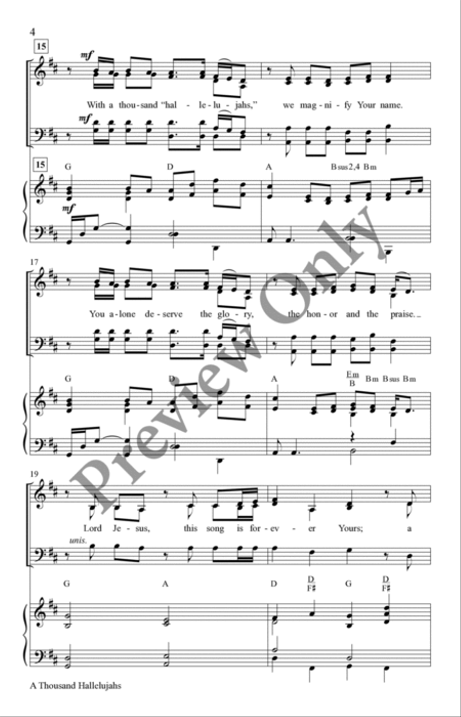 A Thousand Hallelujahs 4-Part scores gallery preview page 4