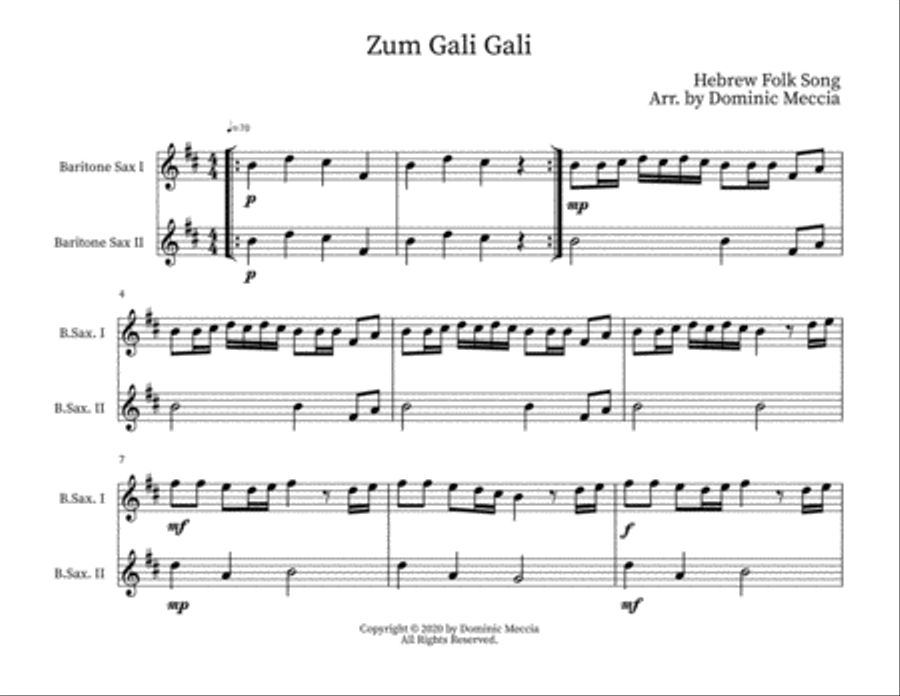 Zum Gali Gali Woodwind Duet scores gallery preview page 1