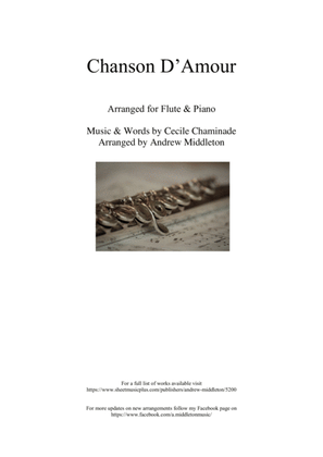 Chant d'amour arranged for Flute and Piano