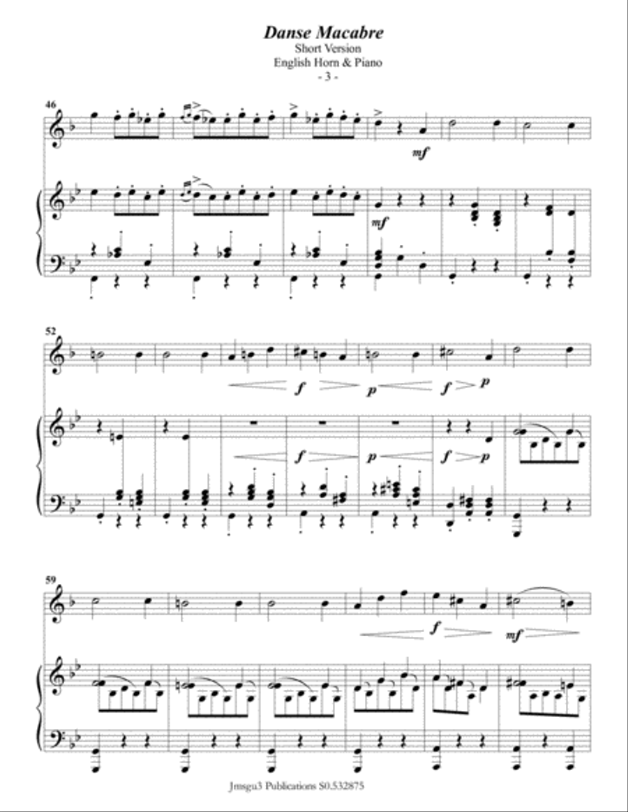 Saint-Saëns: Danse Macabre for English Horn & Piano Short Version English Horn scores gallery preview page 3