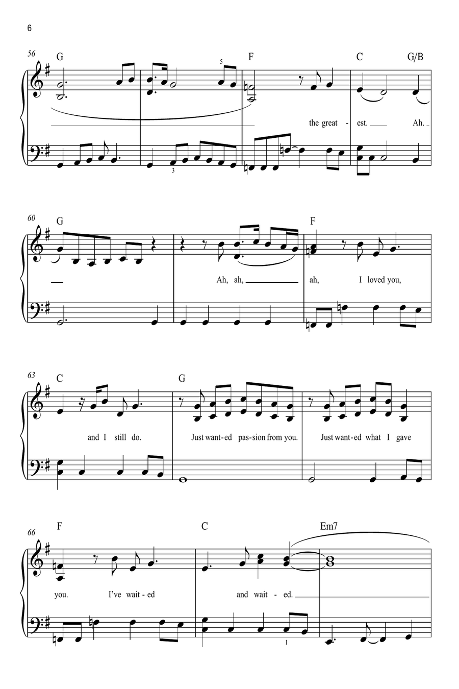 THE GREATEST THE GREATEST Easy Piano scores gallery preview page 6