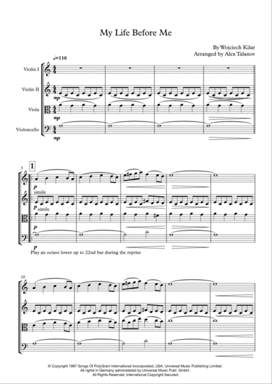 My Life Before Me String Quartet scores gallery preview page 2