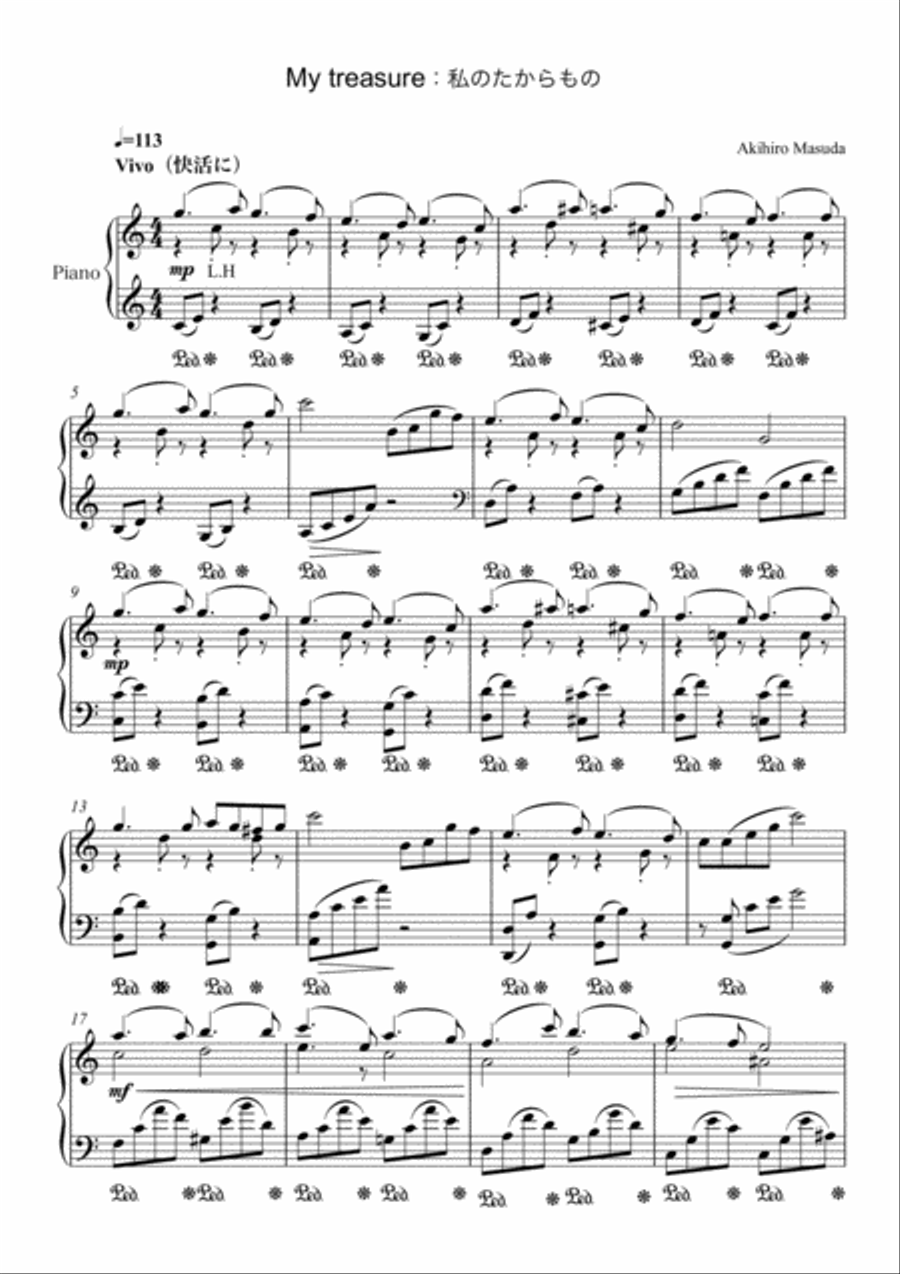 My treasure （piano silo） Piano Solo scores gallery preview page 1