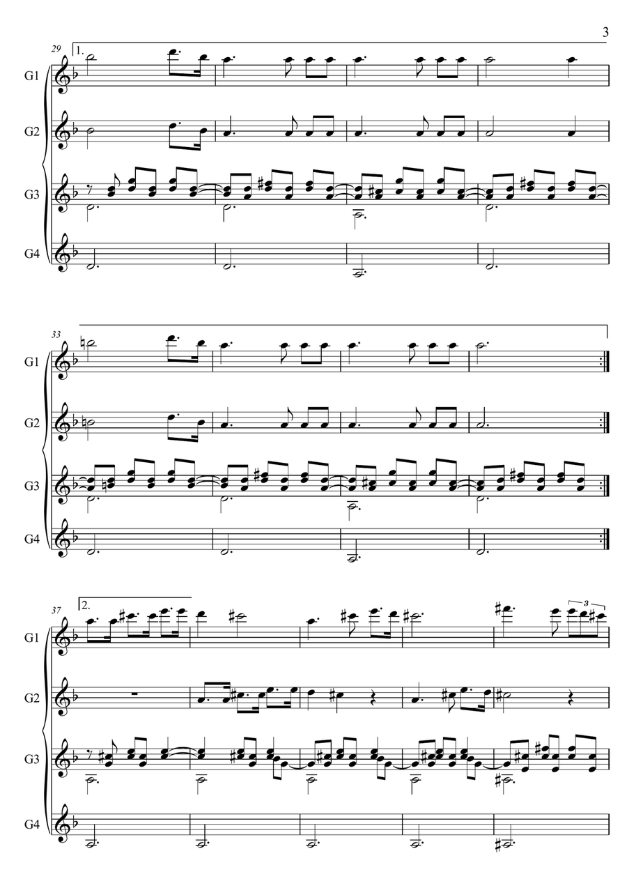 Serenade Schubert Guitar quartet Guitar Ensemble scores gallery preview page 3
