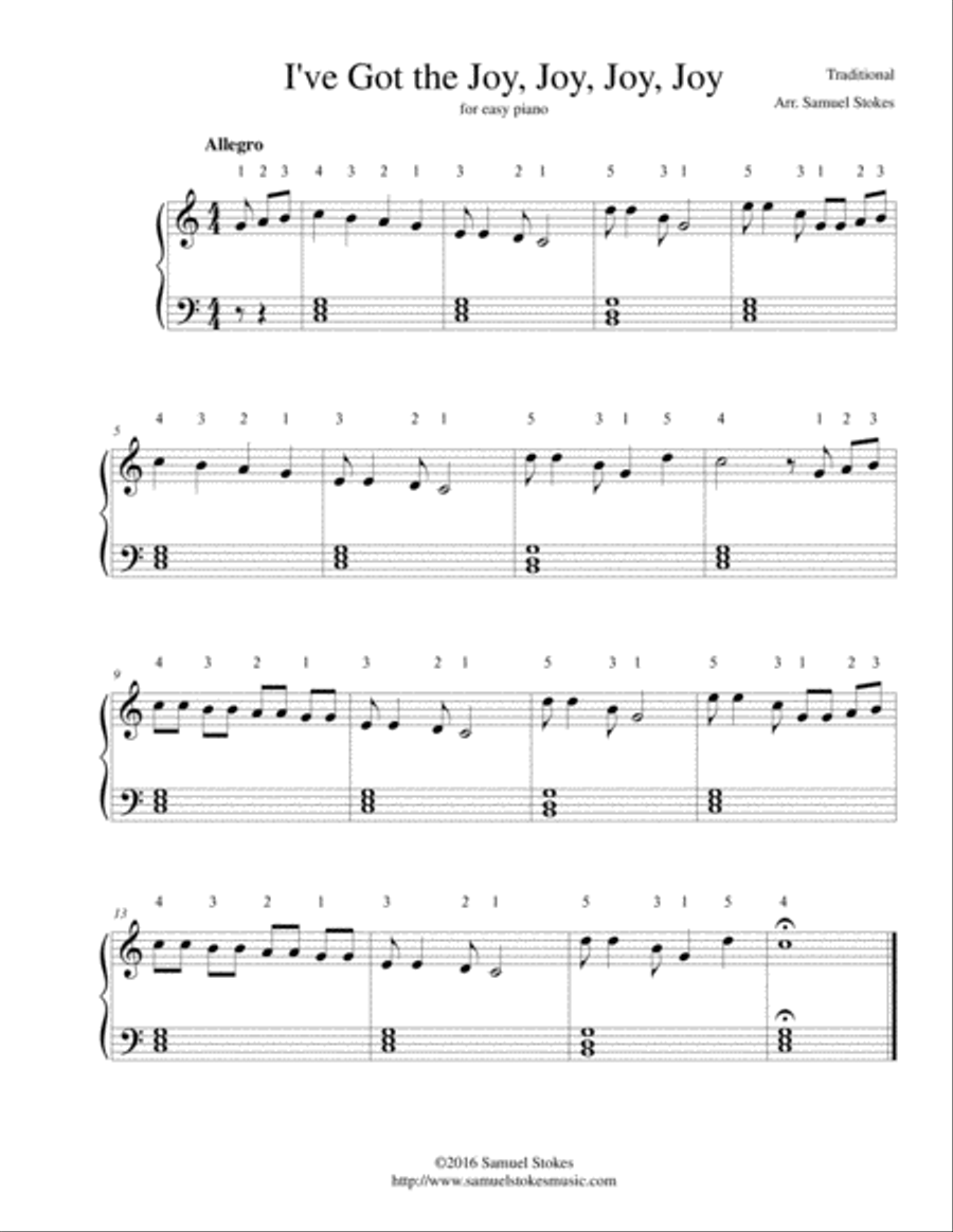 I've Got the Joy, Joy, Joy, Joy (Down in My Heart) - for easy piano Easy Piano scores gallery preview page 1