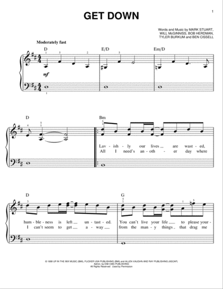 Get Down Get Down Easy Piano scores gallery preview page 1