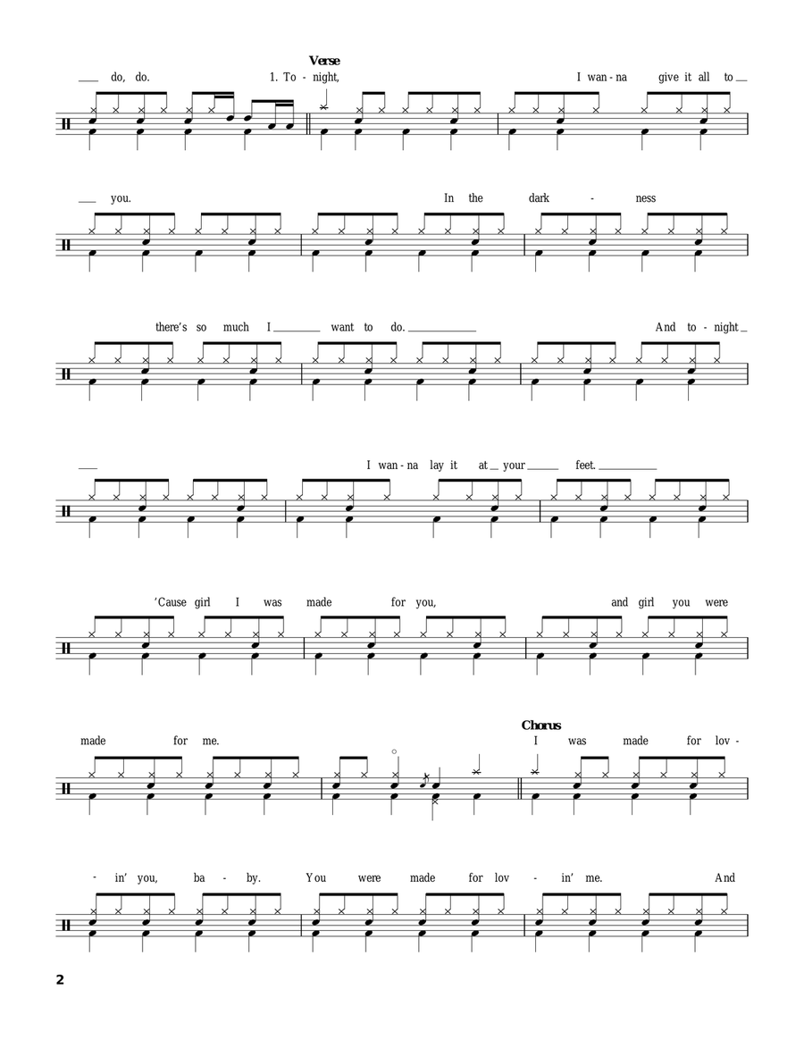 I Was Made For Lovin' You Drum Set scores gallery preview page 2