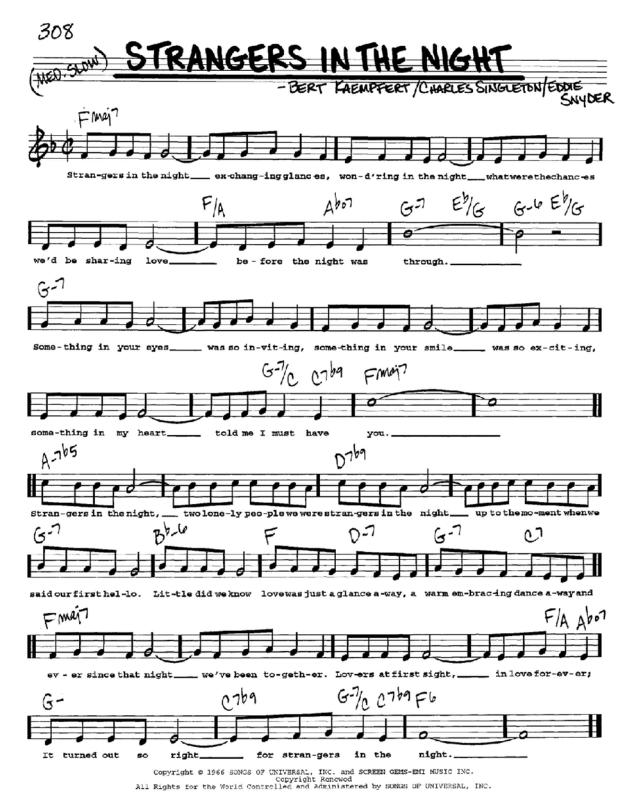 Strangers In The Night Voice scores gallery preview page 1