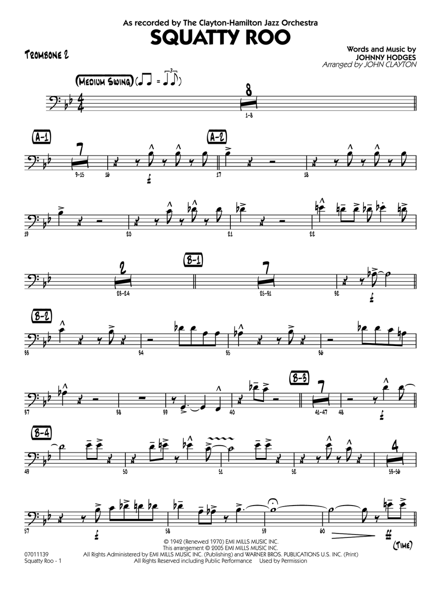 Squatty Roo (arr. John Clayton) - Trombone 2