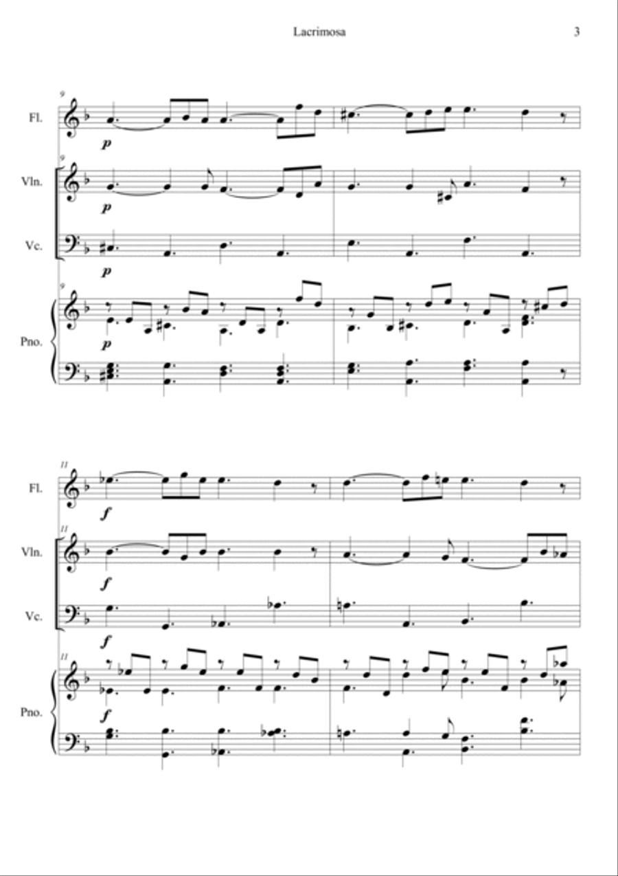 Mozart: Requiem K.626 6.Lacrimosa Cello scores gallery preview page 3