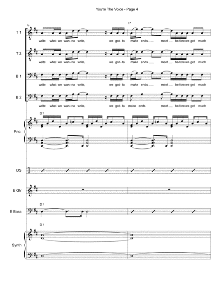 You're The Voice Bass Guitar scores gallery preview page 4