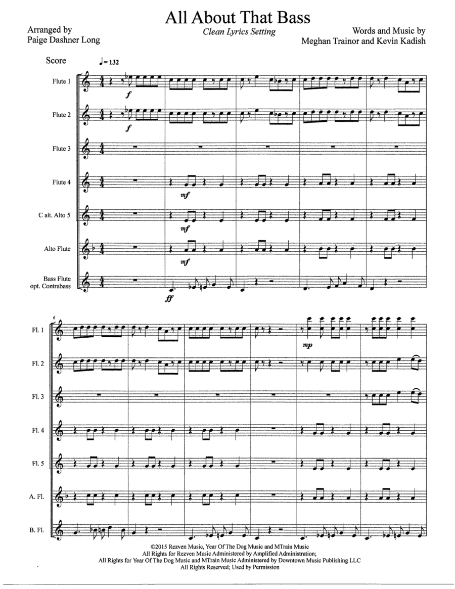 All About That Bass Woodwind Ensemble scores gallery preview page 1