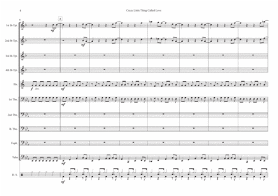 Crazy Little Thing Called Love Brass Ensemble scores gallery preview page 4