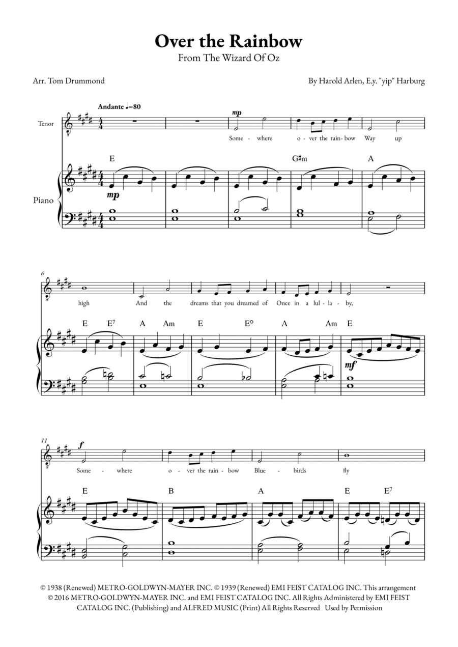Over The Rainbow Voice scores gallery preview page 1