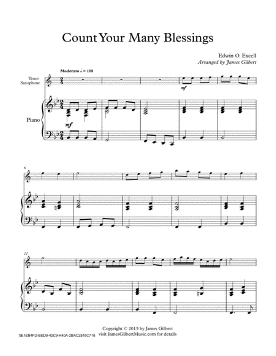 Count Your Many Blessings Tenor Saxophone scores gallery preview page 1