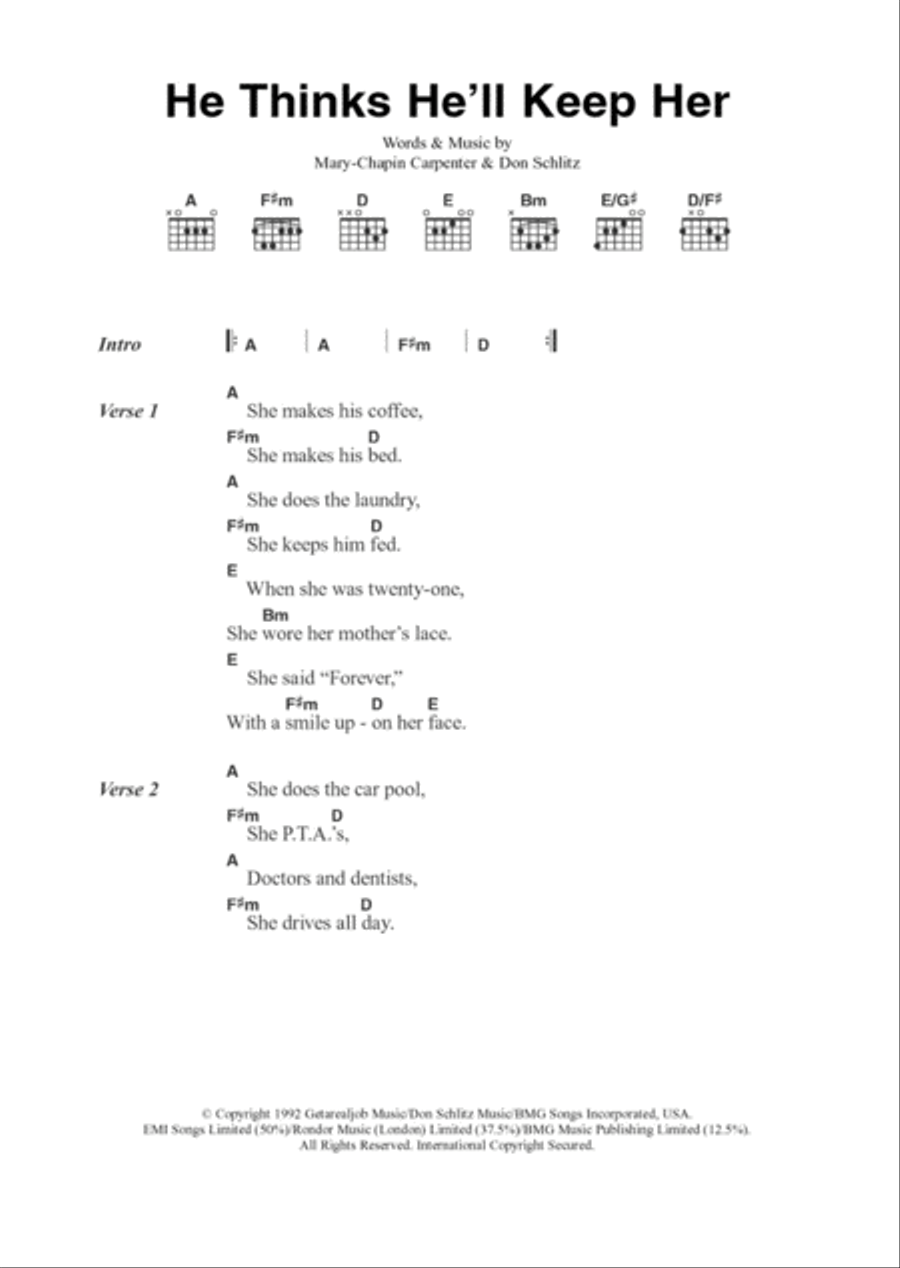 He Thinks He'll Keep Her He Thinks He'll Keep Her Acoustic Guitar scores gallery preview page 1