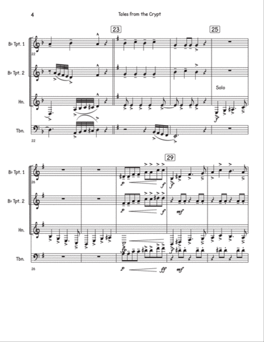 Tales From The Crypt Theme Horn scores gallery preview page 5