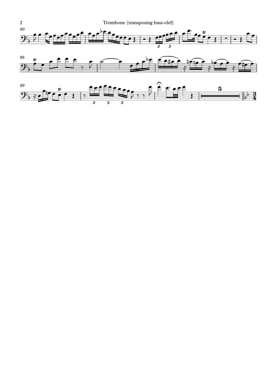 (Alto) Trombone Concerto in B♭ - solo part in transposing bass-clef Trombone Solo scores gallery preview page 2
