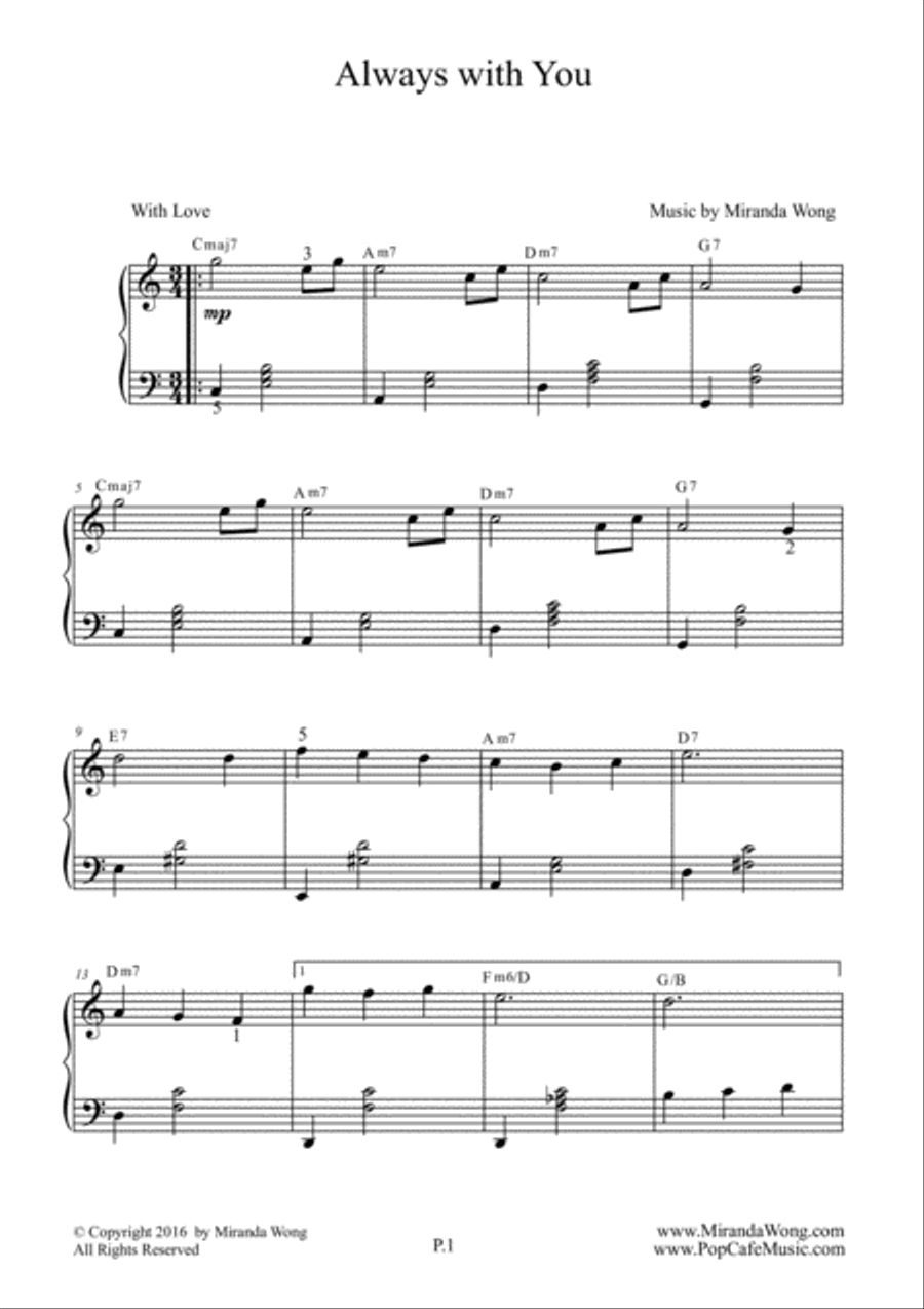 Always with You - Easy Piano Music by Miranda Wong Piano Method scores gallery preview page 1