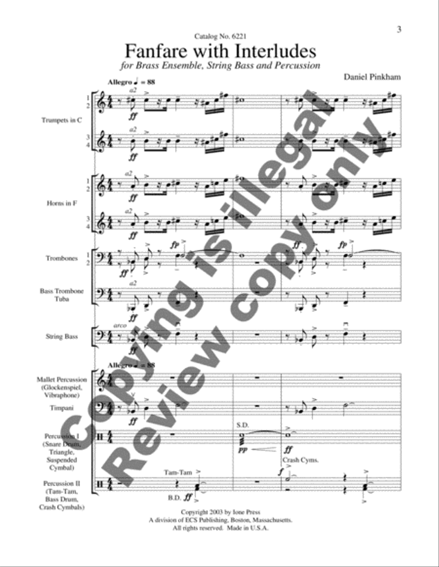 Fanfare with Interludes Brass Ensemble scores gallery preview page 3