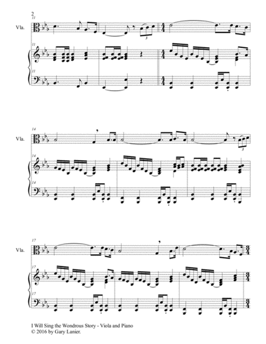 I WILL SING THE WONDROUS STORY (Early Intermediate Edition – Viola & Piano with Parts) image number null