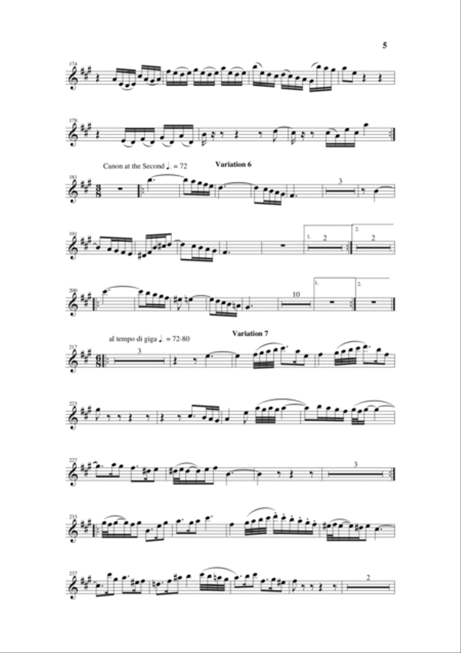 Johann Sebastian Bach/Wehage Goldberg Variations, BWV 988, arranged for SATB saxophone Quartet, sopr Saxophone Quartet scores gallery preview page 5