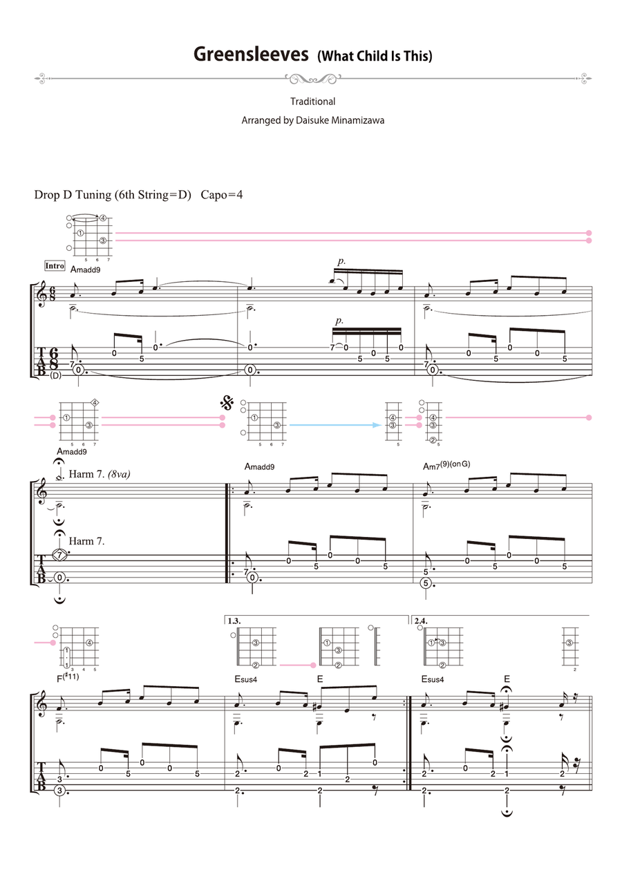 Gleensleeves (What Child Is This) Guitar Solo scores gallery preview page 1
