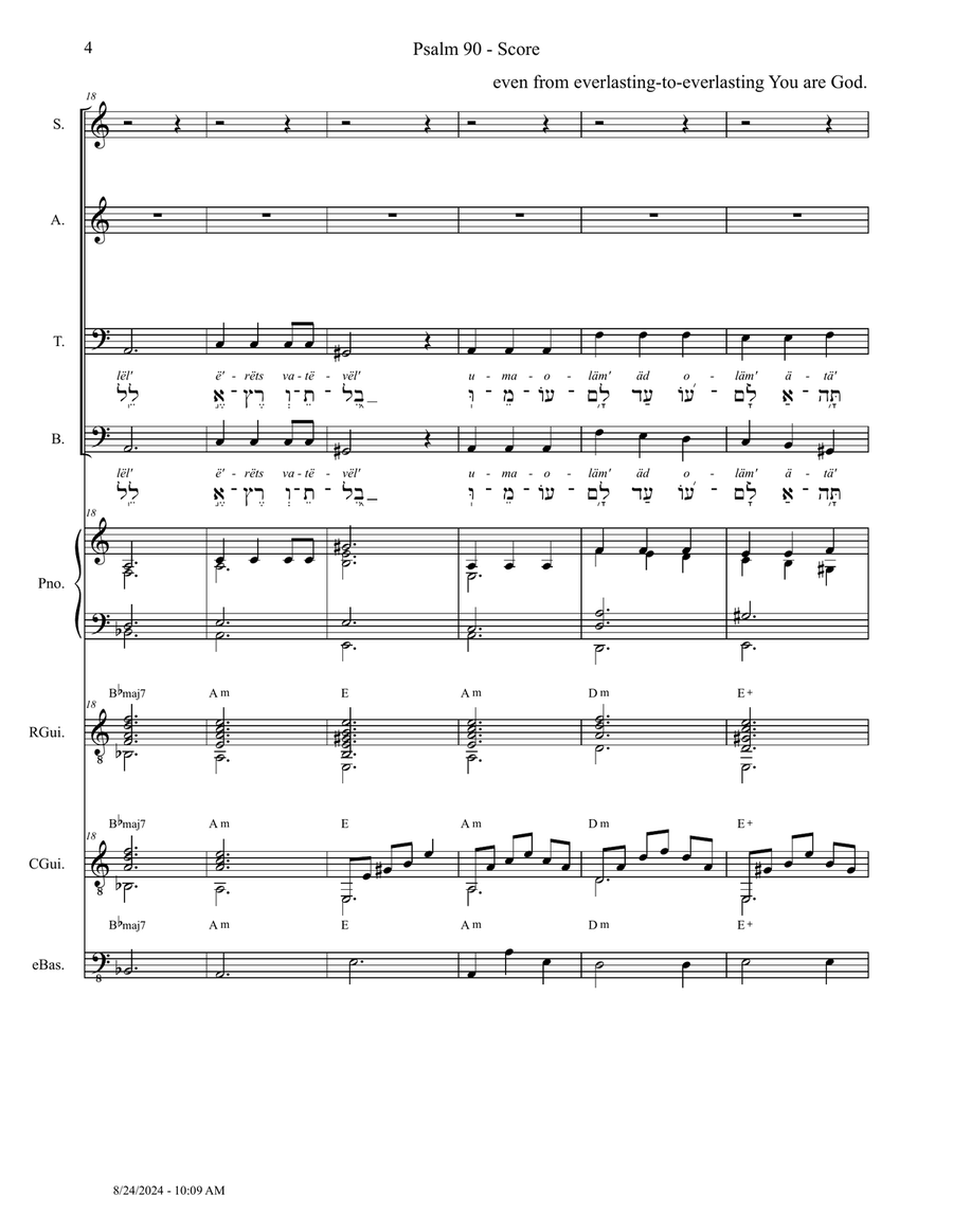 Psalm 90 - Score Only Psalm 90 - Score Only Small Ensemble scores gallery preview page 4