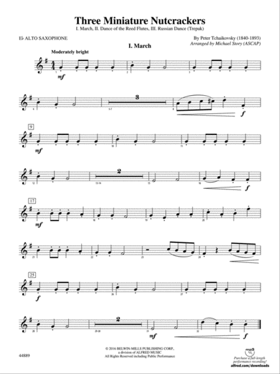 Three Miniature Nutcrackers: E-flat Alto Saxophone Concert Band scores gallery preview page 1