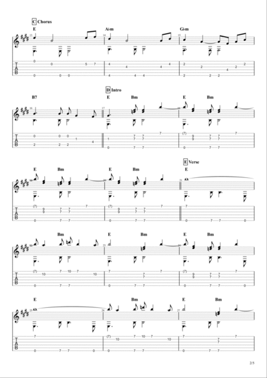 Ferry 'cross The Mersey Guitar Tablature scores gallery preview page 3