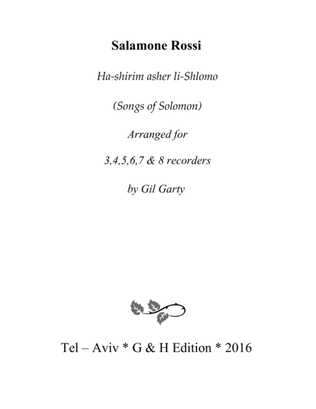 Ha-shirim asher li-Shlomo (Songs of Solomon) - Edition for recorders