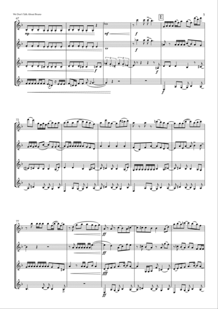 We Don't Talk About Bruno Clarinet Quartet scores gallery preview page 5