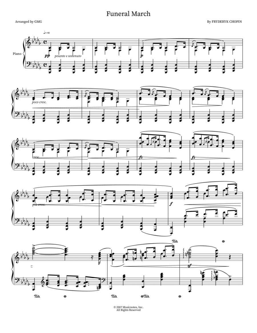 Funeral March Piano scores gallery preview page 1