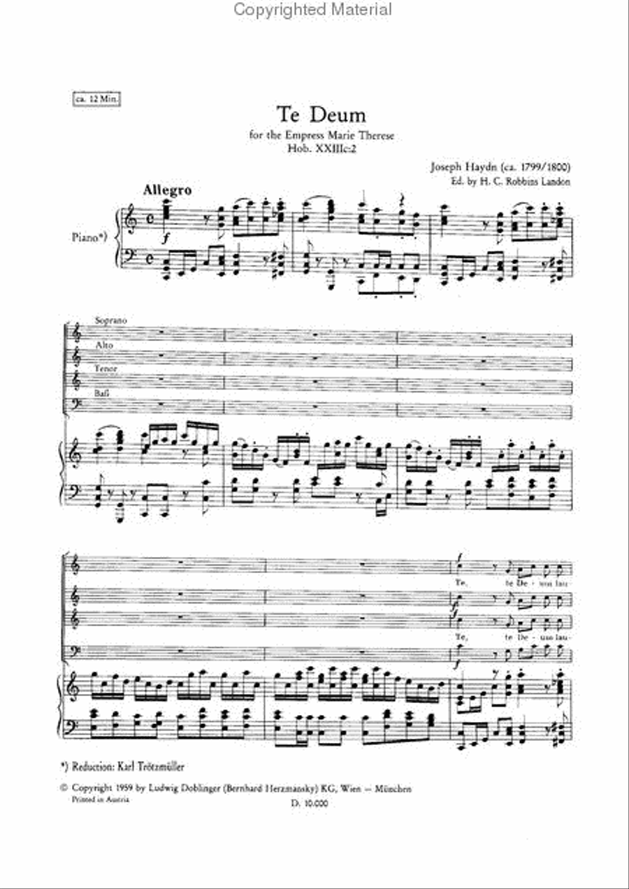 Te Deum fur die Kaiserin Marie Therese C-Dur Choir scores gallery preview page 2