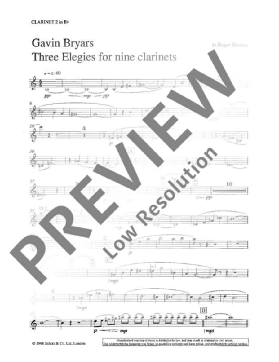 Three Elegies for Nine Clarinets Clarinet Quartet scores gallery preview page 13