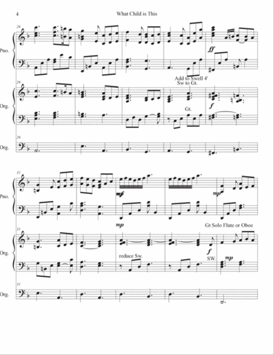 What Child is This? Piano Organ Duet Piano scores gallery preview page 4