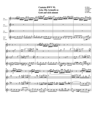 Die Armuth so Gott auf sich nimmt from cantata BWV 91 (Arrangement for 4 recorders)