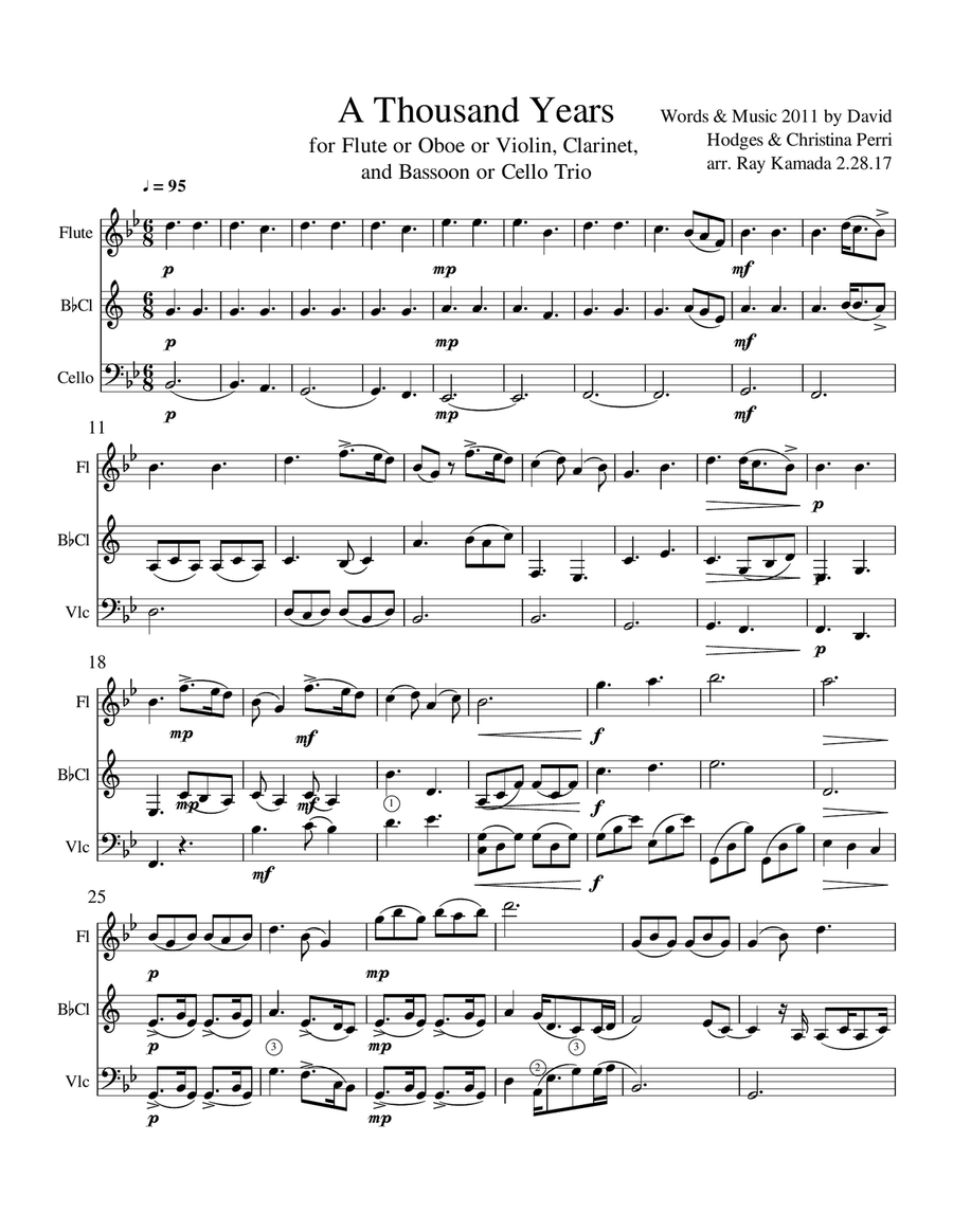 A Thousand Years Small Ensemble scores gallery preview page 1