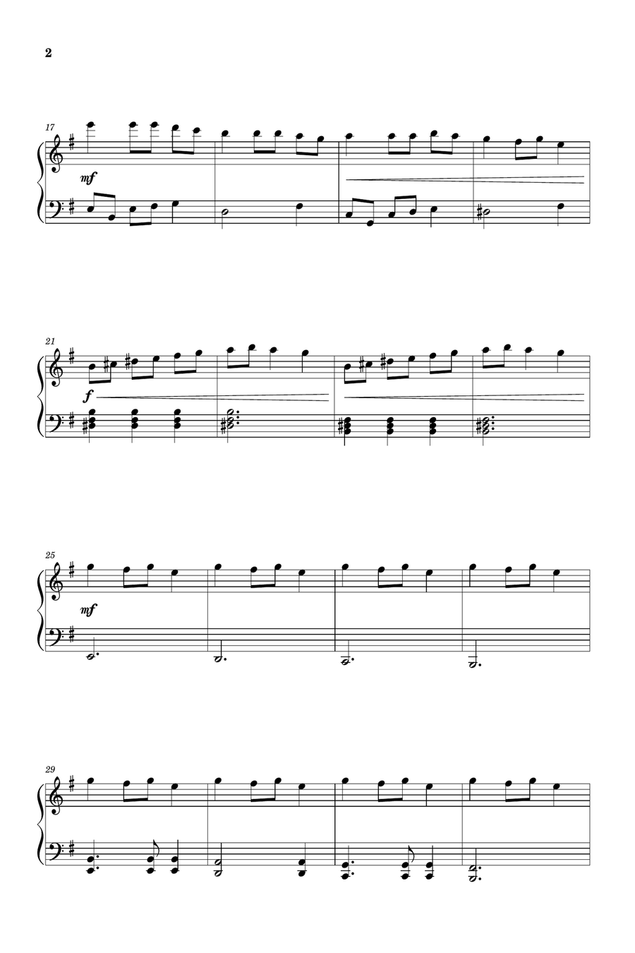 Carol of The Bells - Easy Intermediate Piano in E minor Piano Solo scores gallery preview page 2