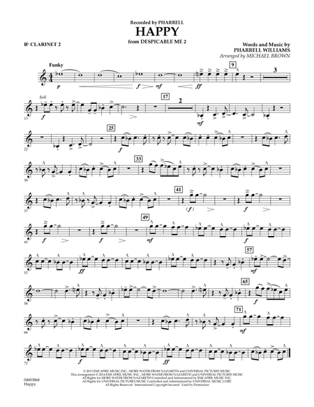 Happy (from Despicable Me 2) (arr. Michael Brown) - Bb Clarinet 2